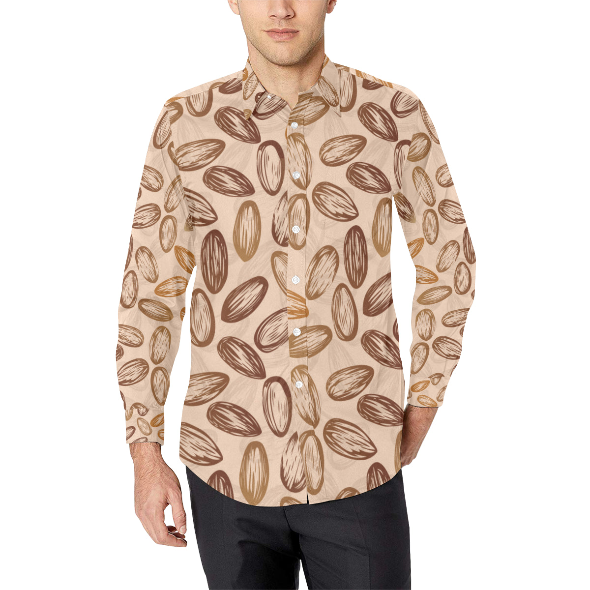 Almond Pattern Print Design 02 Men's Long Sleeve Shirt