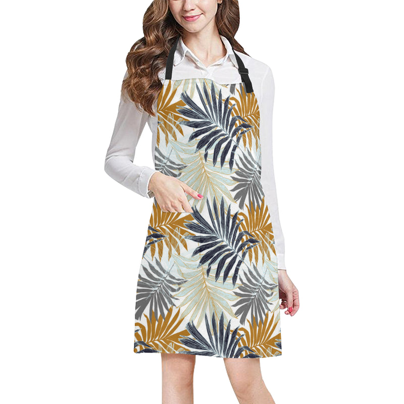 Colorful Tropical Palm Leaves Apron with Pocket