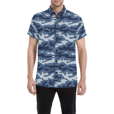 Jean Camouflage Pattern Print Design 05 Men's Short Sleeve Button Up Shirt