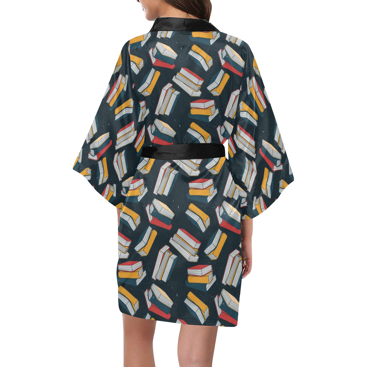 Book Pattern Print Design 07 Women's Short Kimono