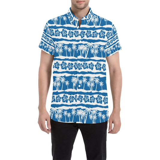 Hawaiian Themed Pattern Print Design H021 Men's Short Sleeve Button Up Shirt
