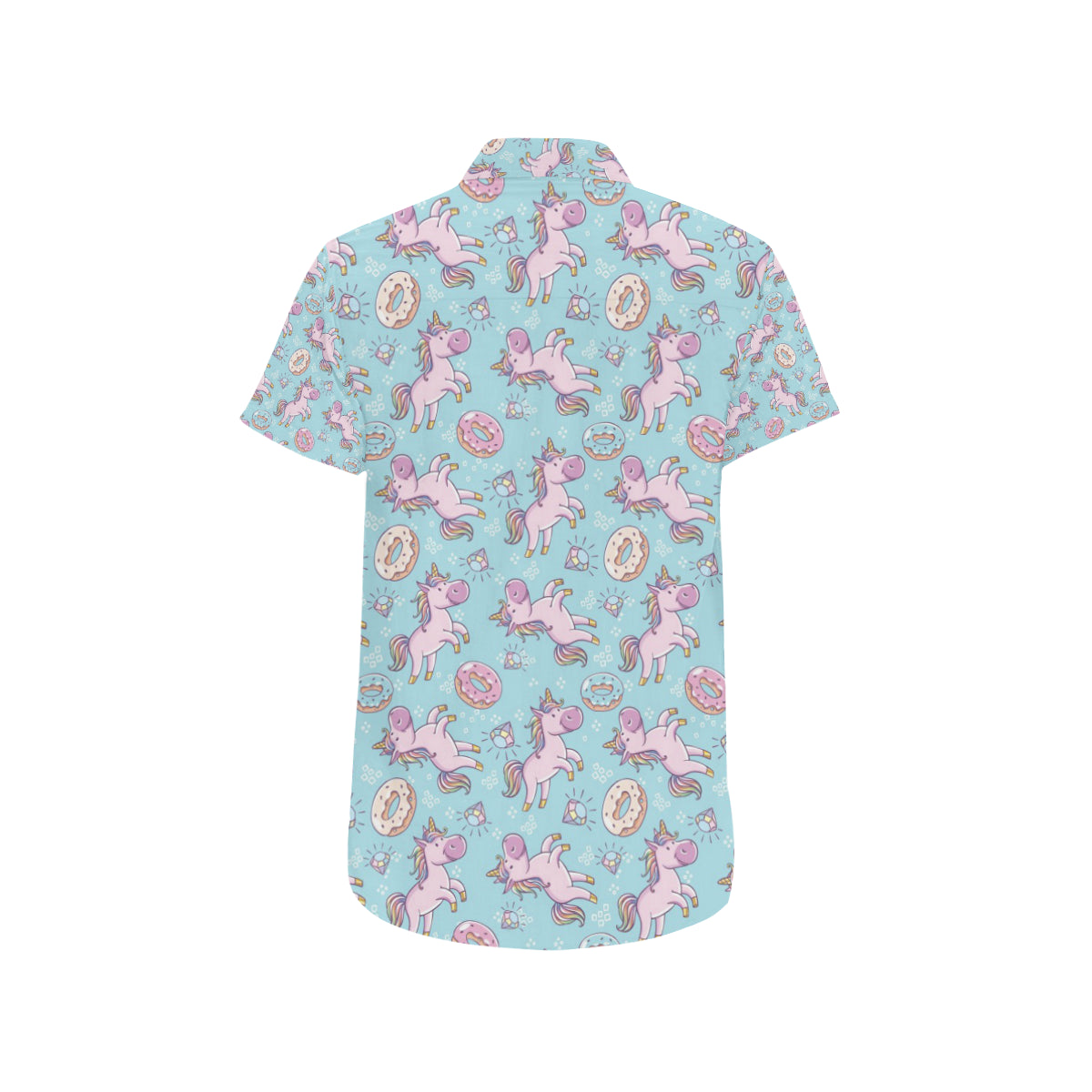 Donut Unicorn Pattern Print Design DN016 Men's Short Sleeve Button Up Shirt