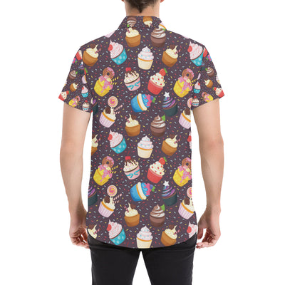 Cupcakes Party Print Pattern Men's Short Sleeve Button Up Shirt