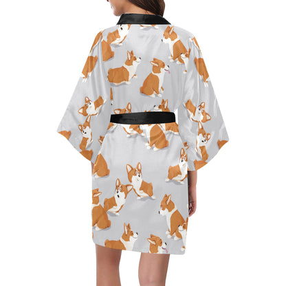Pembroke Welsh Corgis Pattern Print Design A04 Women's Short Kimono