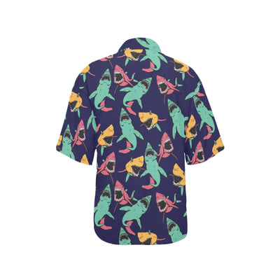 Shark Bite Pattern Women's Hawaiian Shirt