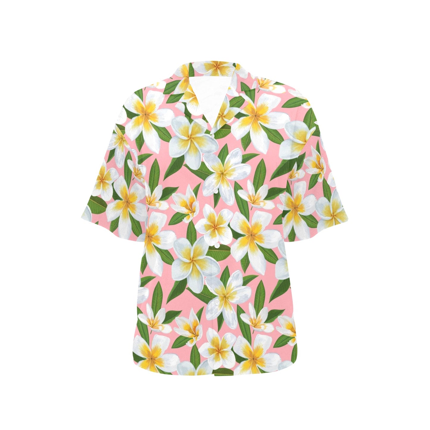 White Plumeria Pattern Print Design PM011 Women's Hawaiian Shirt