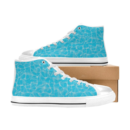 Swimming Pool Texture Print Design LKS301 High Top Women's White Shoes