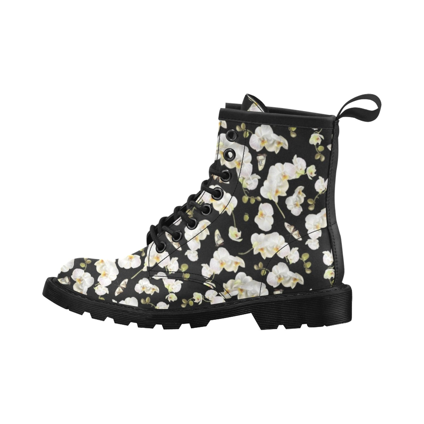 Orchid White Pattern Print Design OR011 Women's Boots