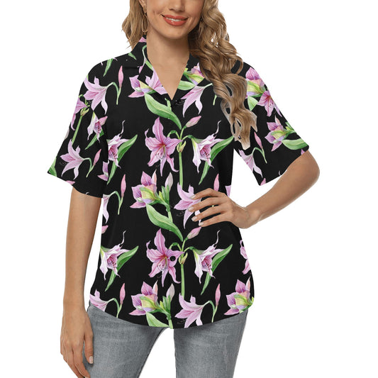 Amaryllis Pattern Print Design AL08 Women's Hawaiian Shirt
