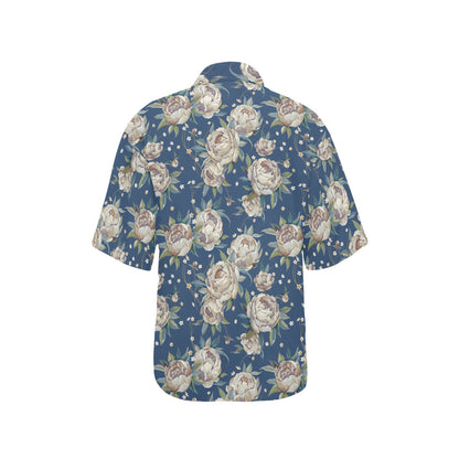Peony Pattern Print Design A03 Women's Hawaiian Shirt