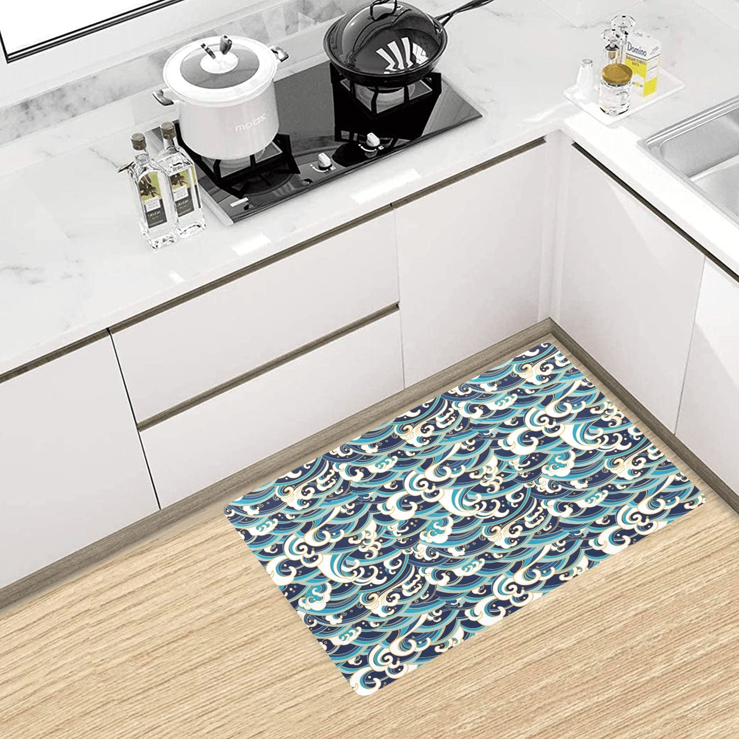 Surf Wave Pattern Kitchen Mat