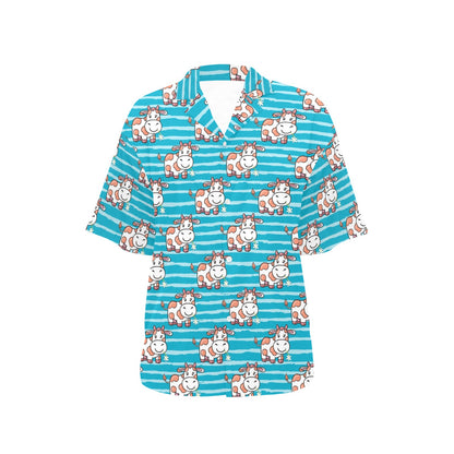 Cow Cute Print Pattern Women's Hawaiian Shirt