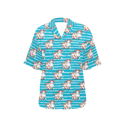 Cow Cute Print Pattern Women's Hawaiian Shirt