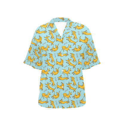 Dachshund Pattern Print Design 08 Women's Hawaiian Shirt