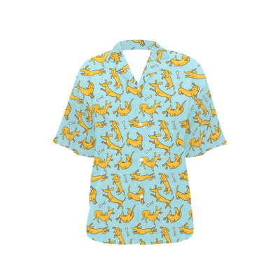 Dachshund Pattern Print Design 08 Women's Hawaiian Shirt