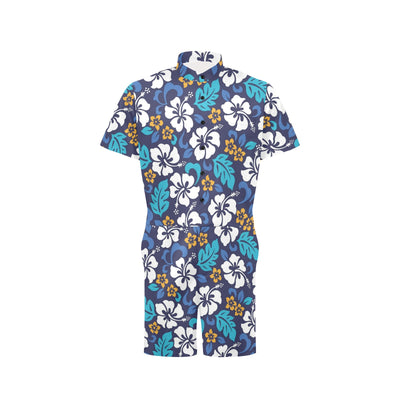 Hibiscus Pattern Print Design HB030 Men's Romper