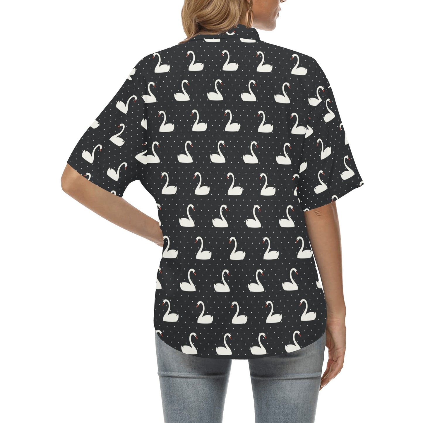 Swan Print Design LKS401 Women's Hawaiian Shirt