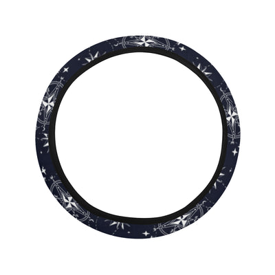 Nautical Sky Design Themed Print Steering Wheel Cover with Elastic Edge