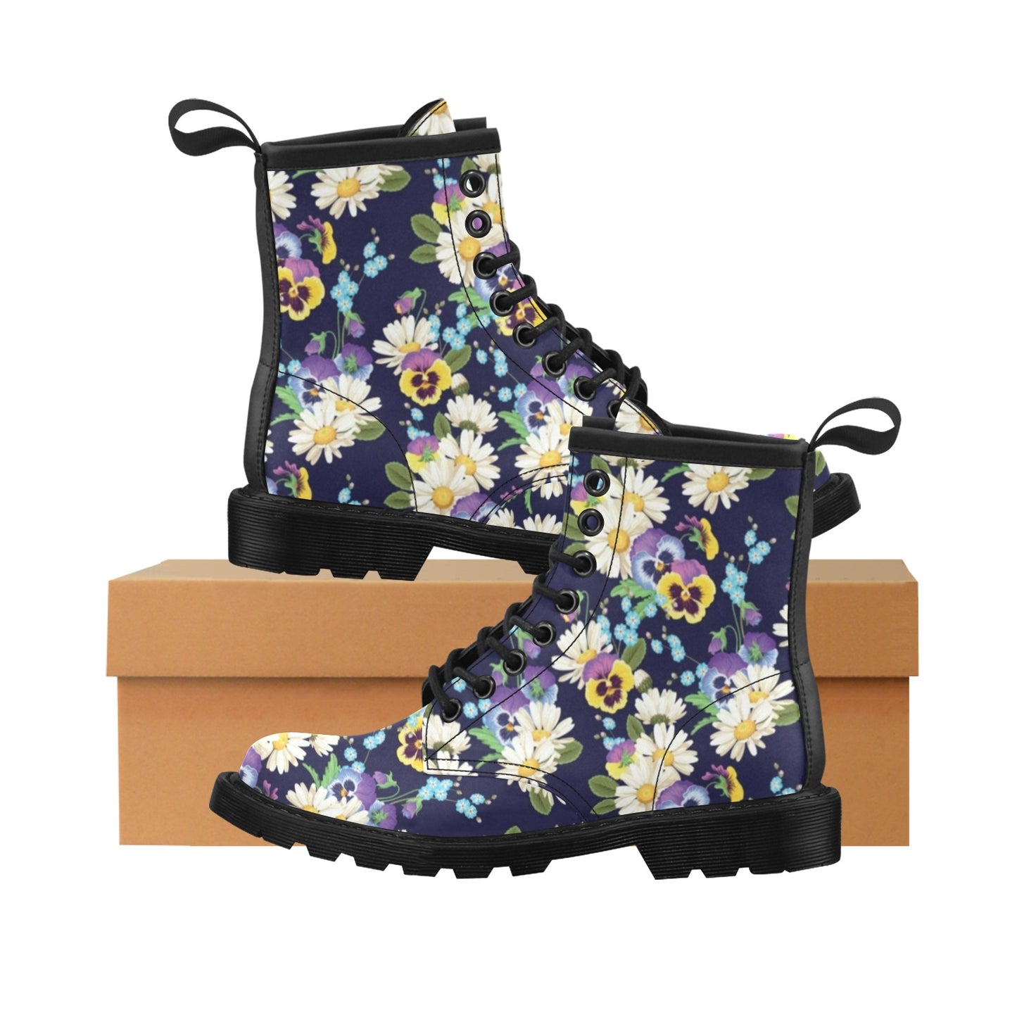 Pansy Pattern Print Design PS03 Women's Boots