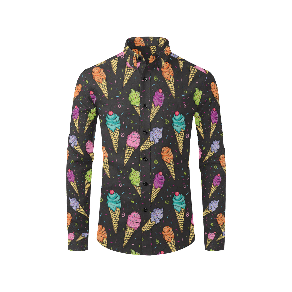 Ice Cream Pattern Print Design IC06 Men's Long Sleeve Shirt