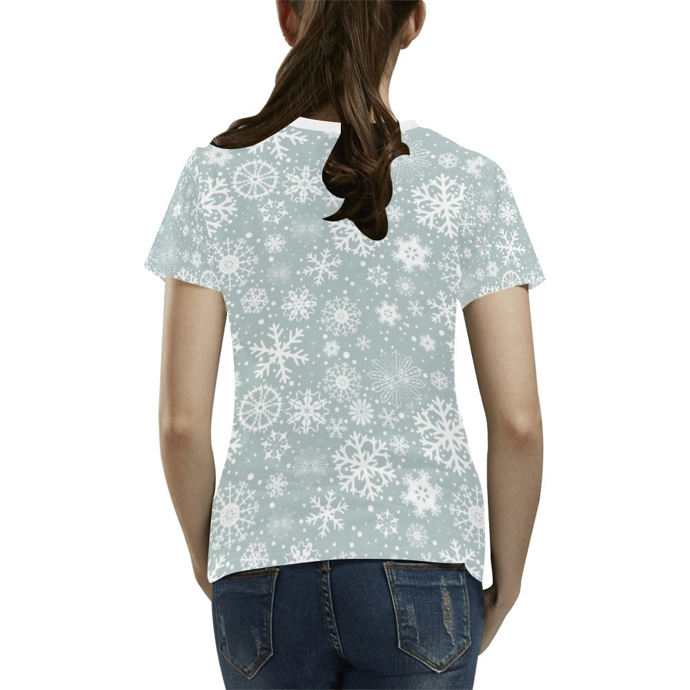 Snowflake Print Design LKS303 Women's  T-shirt