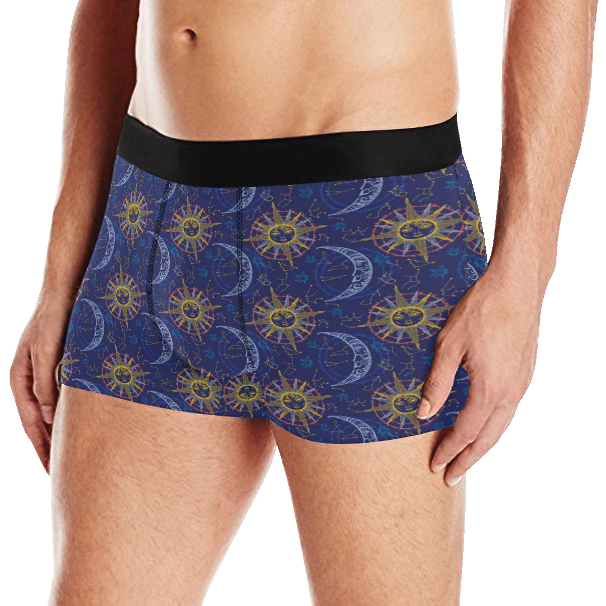 Celestial Moon Sun Pattern Print Design 01 Men's Boxer Briefs
