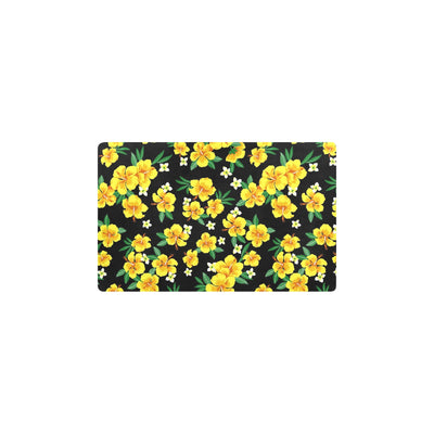 Yellow Hibiscus Pattern Print Design HB08 Kitchen Mat