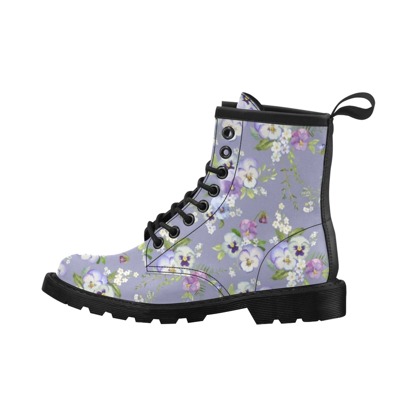 Pansy Pattern Print Design PS05 Women's Boots