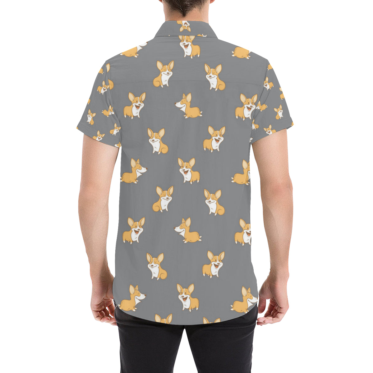Pembroke Welsh Corgis Pattern Print Design A02 Men's Short Sleeve Button Up Shirt