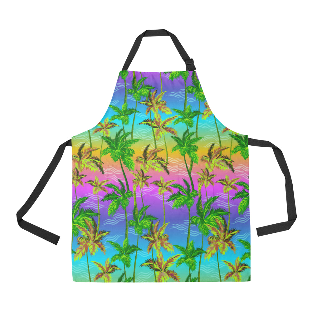 Palm Tree Rainbow Pattern Apron with Pocket