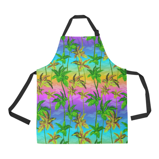 Palm Tree Rainbow Pattern Apron with Pocket