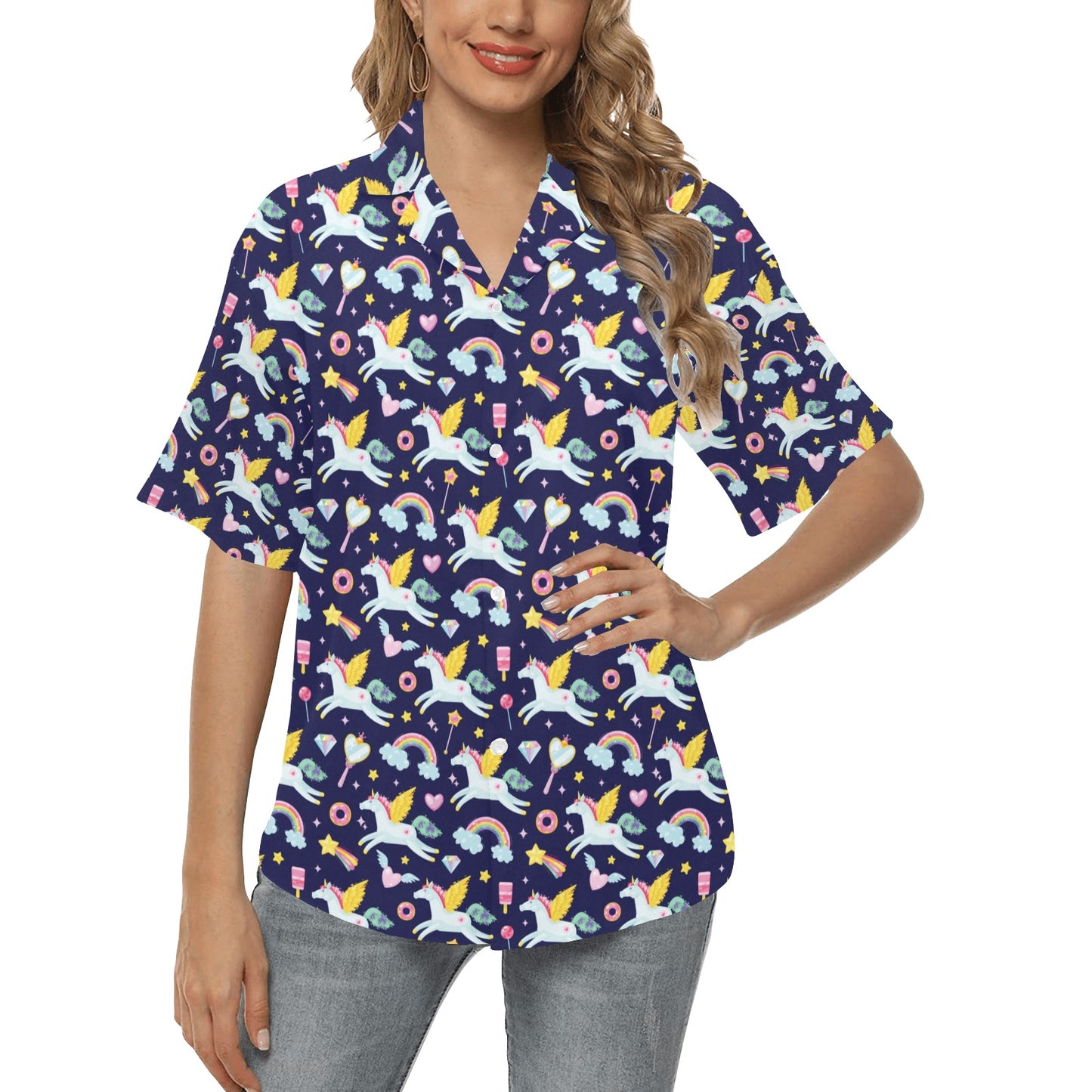 Pegasus Pattern Print Design 05 Women's Hawaiian Shirt