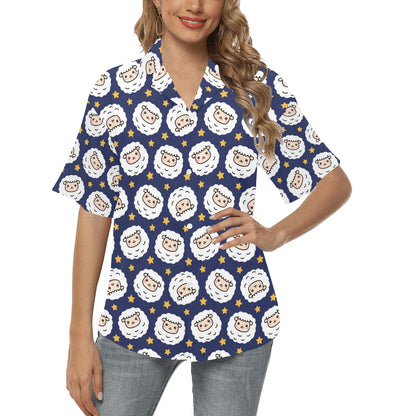 Sheep Print Design LKS402 Women's Hawaiian Shirt