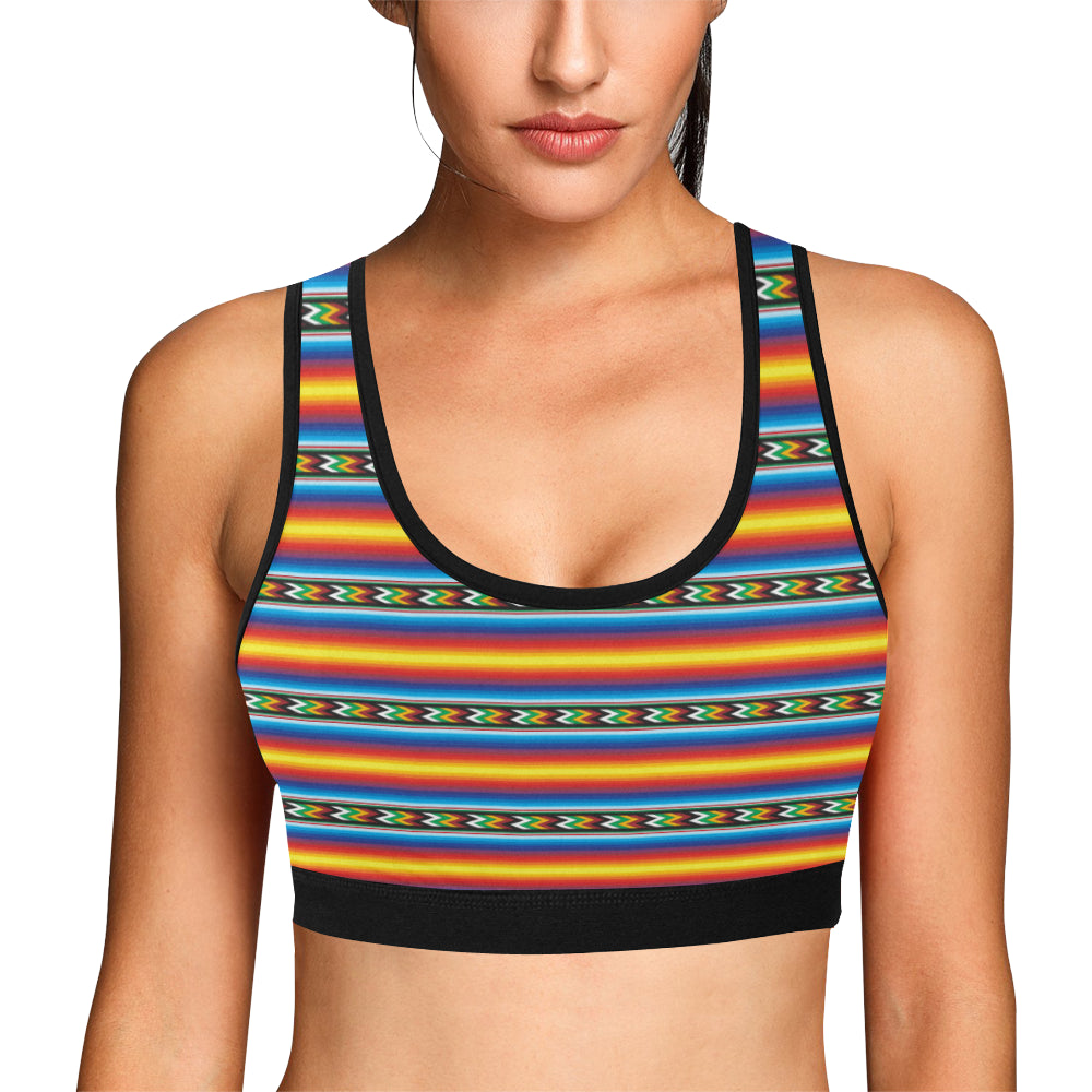 Mexican Blanket ZigZag Print Pattern Sports Bra