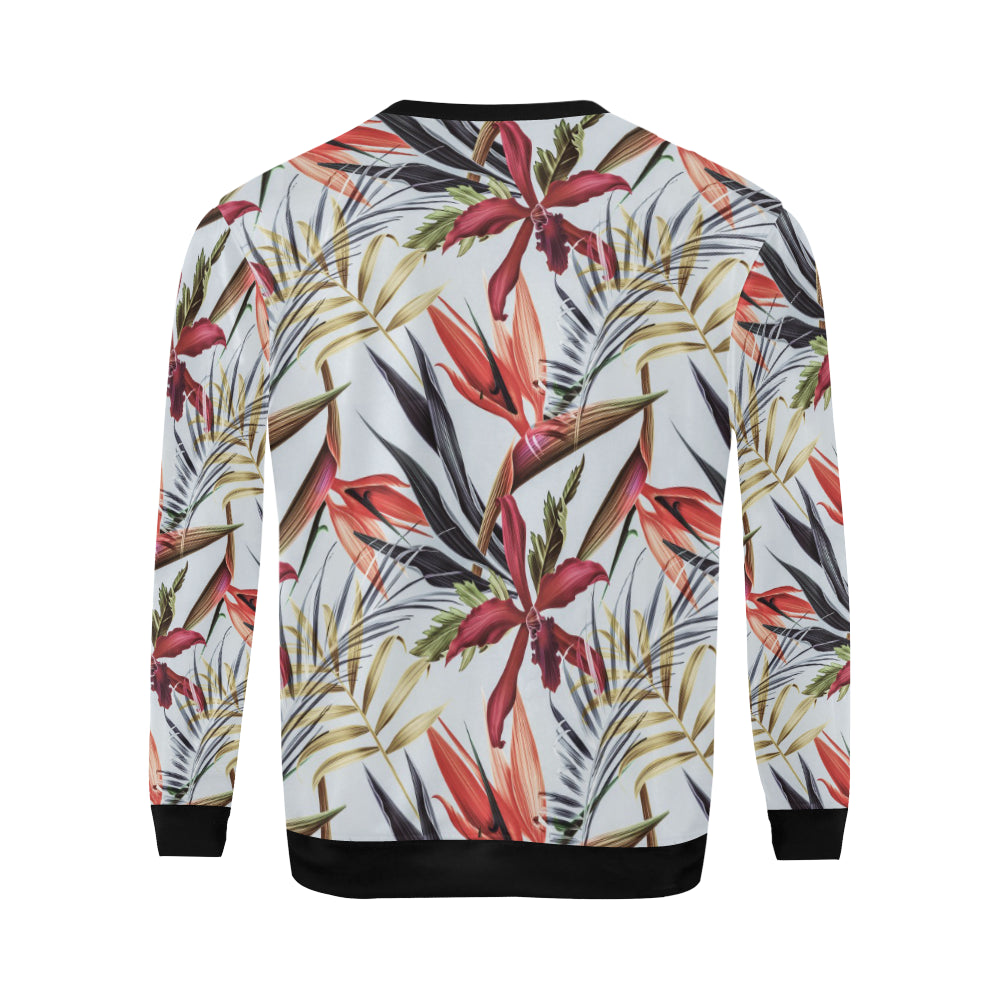 Tropical Flower Pattern Print Design TF021 Men Long Sleeve Sweatshirt