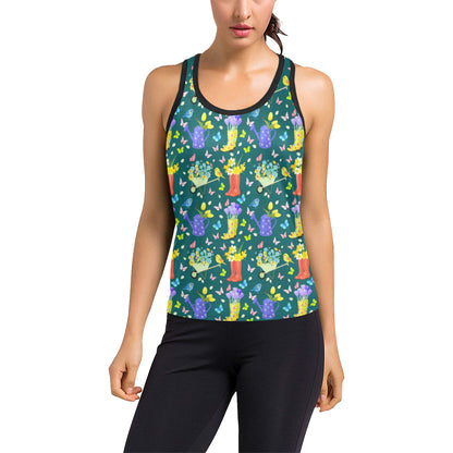 Gardening Pattern Print Design G08 Women's Racerback Tank Top