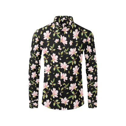 Magnolia Pattern Print Design MAG01 Men's Long Sleeve Shirt
