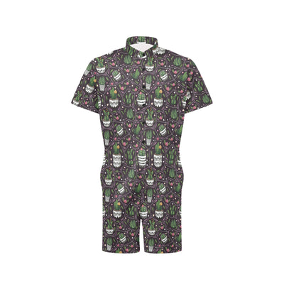 Cactus Pattern Print Design 03 Men's Romper