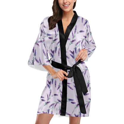 Lavender Pattern Print Design 02 Women's Short Kimono