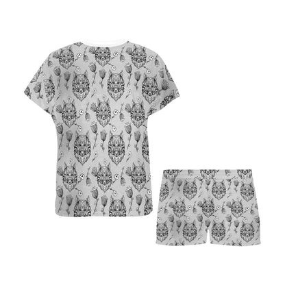 Tribal Pattern Print Design LKS306 Women's Short Pajama Set