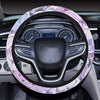 Lilac Pattern Print Design LI01 Steering Wheel Cover with Elastic Edge