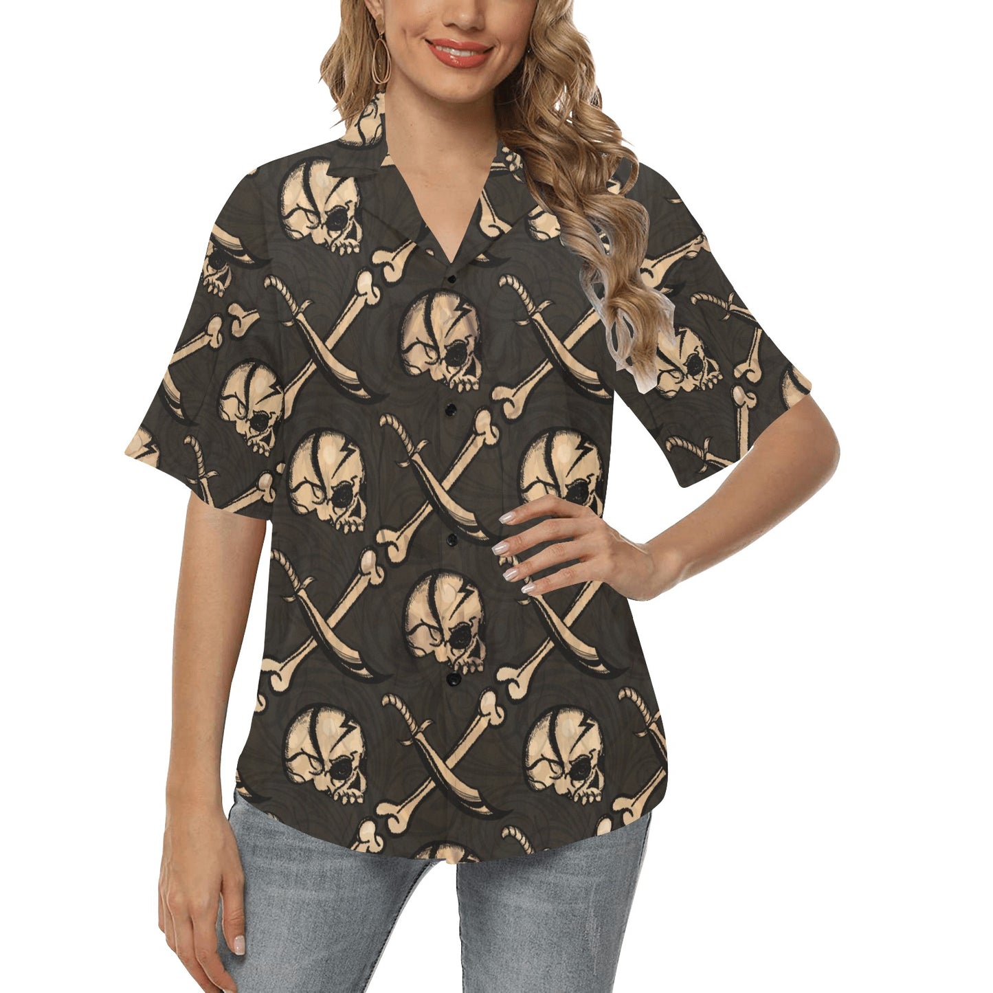 Pirate Pattern Print Design A03 Women's Hawaiian Shirt