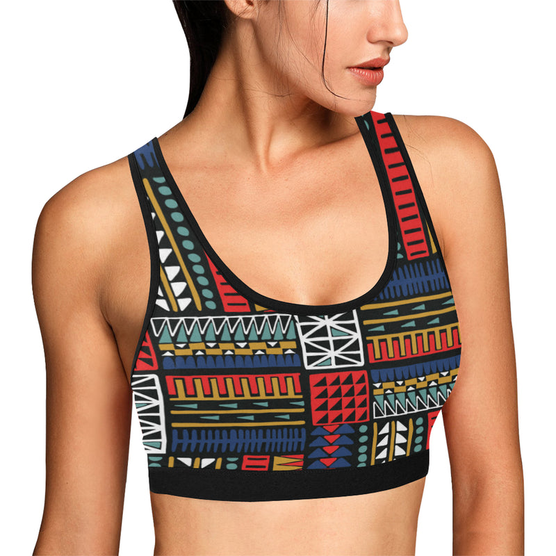 Kente Pattern Print Design 02 Sports Bra