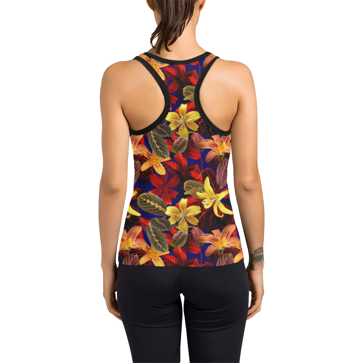 Lily Pattern Print Design LY014 Women's Racerback Tank Top