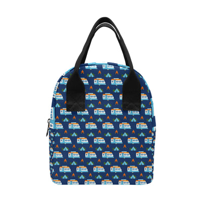 Camper Pattern Camping Themed No 3 Print Insulated Lunch Bag