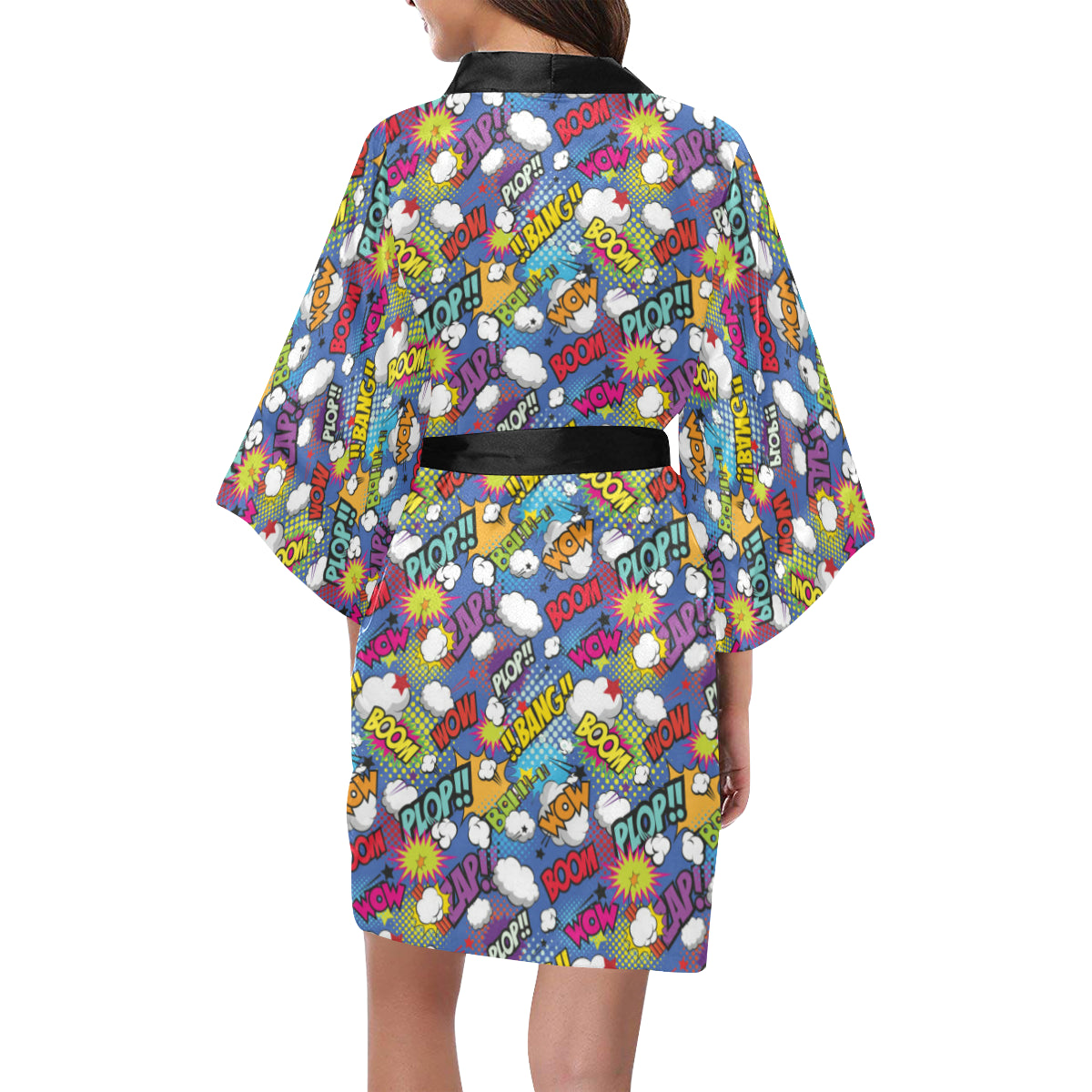 Comic Book Pattern Print Design 02 Women's Short Kimono