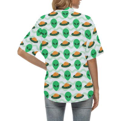 Alien UFO Pattern Print Design 04 Women's Hawaiian Shirt