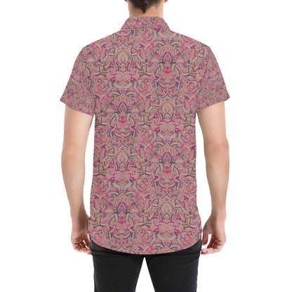 Celtic Pattern Print Design 04 Men's Short Sleeve Button Up Shirt