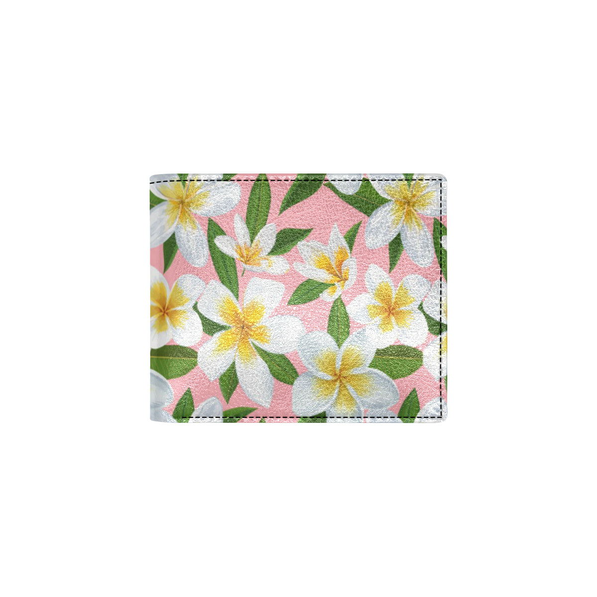 White Plumeria Pattern Print Design PM011 Men's ID Card Wallet