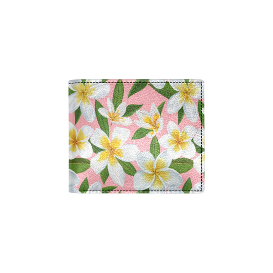 White Plumeria Pattern Print Design PM011 Men's ID Card Wallet